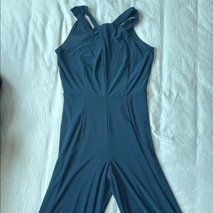 Nina Leonard Wide Leg Jumpsuit in Teal